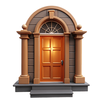 magnificent traditional Georgian townhouse front door with fanlight, professional png
