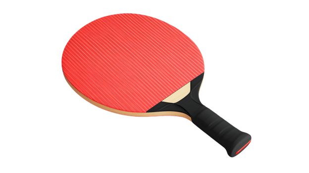 A vibrant red table tennis paddle with a black handle ideal for sports enthusiasts and gamere png