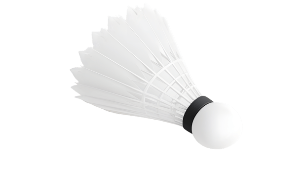 A white shuttlecock with detailed feathers perfect for sports and recreation imagery png