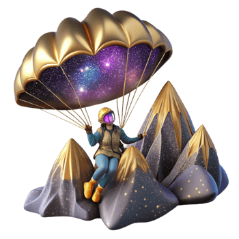 beautiful traditional Woman Paragliding Over Mountains Cutout high quality png