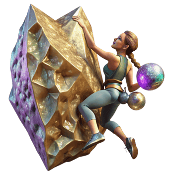 stunning artistic Woman Rock Climbing Up Cliff Face Transparent Background high quality png