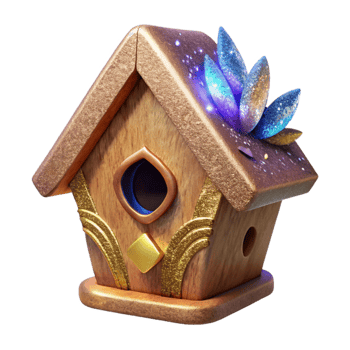serene abstract Wooden Birdhouse Front View Transparent Cutout exclusive png