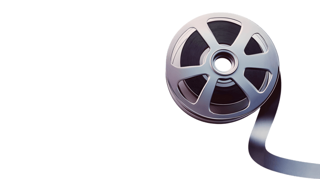 Film Reel with Unwinding Strip Classic Cinema and Entertainment Icon for Media Technology an png