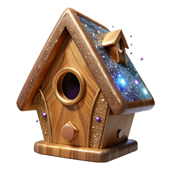 dramatic minimalist Wooden Birdhouse Front View Transparent Cutout premium png