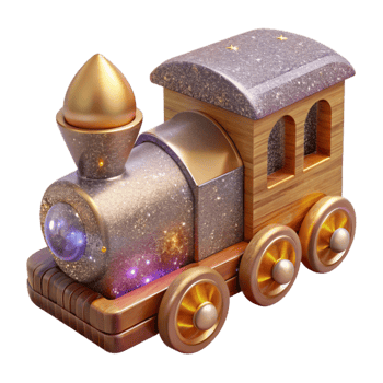 serene artistic Wooden Toy Train Side View Transparent Cutout original png