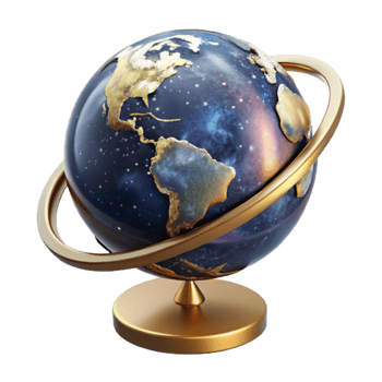 elegant rustic World Globe Rotating Angled View with Transparent Background premium png