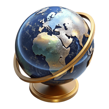 elegant modern World Globe Rotating Angled View with Transparent Background premium png