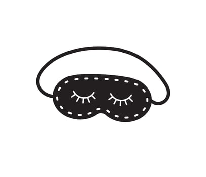 Hand drawn doodle sketch sleeping mask with closed eyes isolated on white background vector