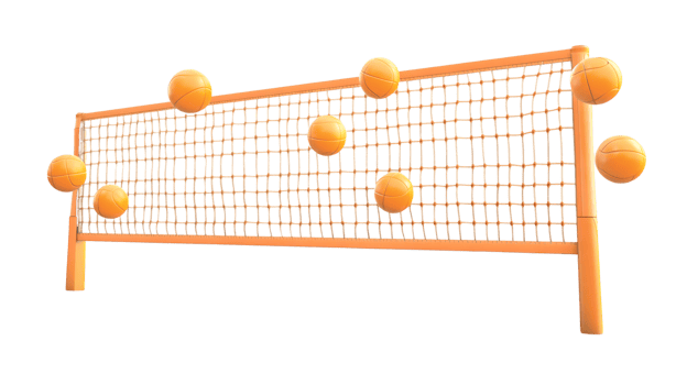 Volleyball Net with Flying Balls Sports Equipment for Active Games and Competitions png