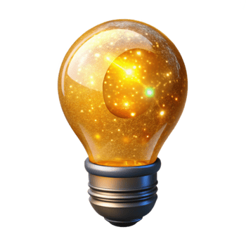 wonderful creative Yellow Lightbulb Glowing Effect Isolated png