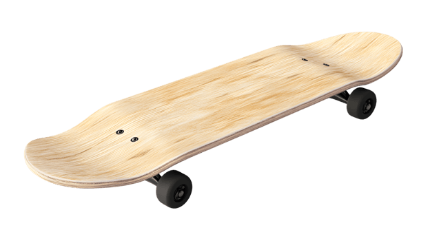 Wooden Skateboard with Black Wheels on Transparent Background for Design Projects png