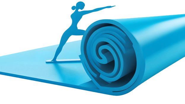 Yoga Mat RollUp with Silhouette Figure Fitness Wellness and Exercise Concept png