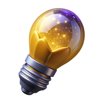 beautiful abstract Yellow Light Bulb Lit Isolated Element detailed png