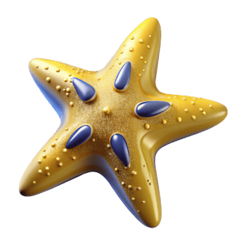stunning vintage Yellow Starfish Top View Cutout detailed png