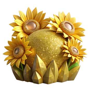 serene artistic Yellow Sunflowers in a Field Cutout authentic png