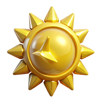 serene minimalist Yellow Sun Icon with Rays Isolated Element premium png