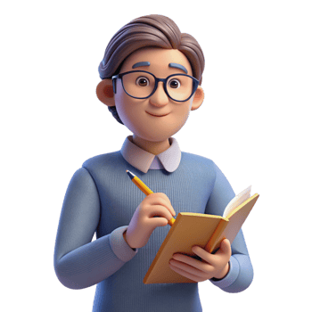 stunning traditional Pensive writer with a pen and notebook, premium png