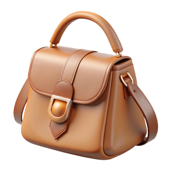 stunning creative Leather handbag with shoulder strap, premium png