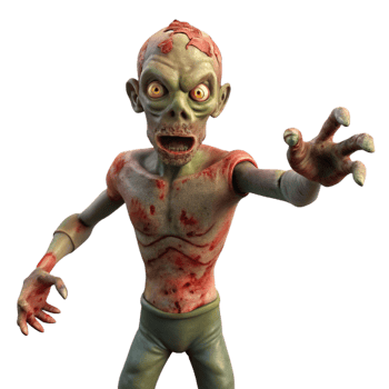 elegant minimalist A terrifying zombie, rotting flesh, outstretched arms, premium png
