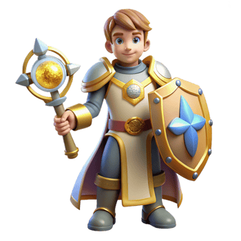 dramatic creative A powerful paladin, in shining armor, holding a holy symbol, authentic png