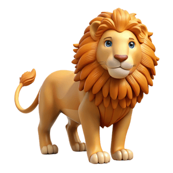 elegant minimalist A regal lion, mane flowing high resolution png
