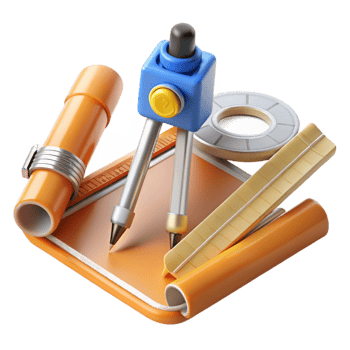 stunning rustic Set of architectural drawing tools 4K png