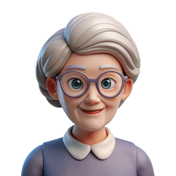 wonderful contemporary Elderly woman with glasses, senior portrait, premium png