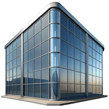 vibrant modern Glass curtain wall, reflective, modern architecture, genuine png