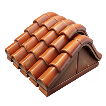 dramatic artistic Terracotta roof tile, weathered, traditional, original png