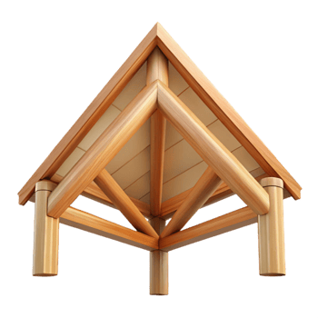 elegant artistic Roof truss, wooden, traditional construction, genuine png