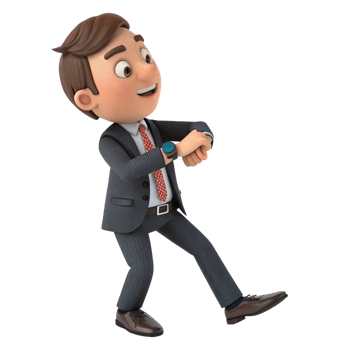 Businessman cartoon character meeting challenges corporate office animated imagery professional environment dynamic viewpoint png