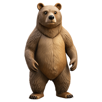 dramatic contemporary A majestic grizzly bear, standing on its hind legs genuine png