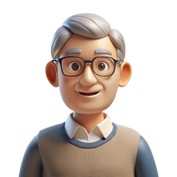 dramatic modern Senior man wearing glasses and a sweater, detailed png