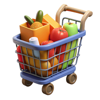 extraordinary modern Shopping cart full of groceries exclusive png