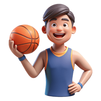 dramatic traditional Excited athlete holding a basketball authentic png