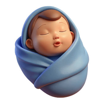 vibrant modern Sleeping baby wrapped in a blanket 4K png