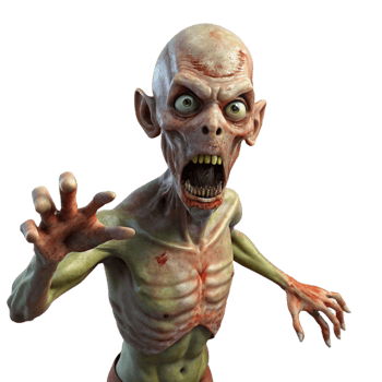 wonderful modern A grotesque zombie, decaying flesh, outstretched arms, high quality png