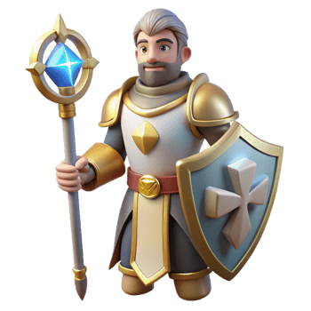 vibrant rustic A brave paladin, in shining armor, holy symbol, authentic png
