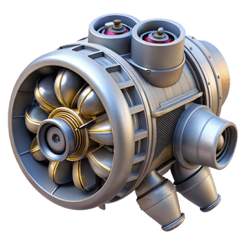 extraordinary artistic Futuristic spaceship engine with exposed turbines original png