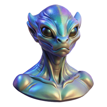 stunning creative Alien creature bust with iridescent scales detailed png