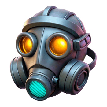 elegant abstract Cyberpunk gas mask with glowing filters professional png