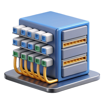 vibrant modern Data center rack with network cables original png