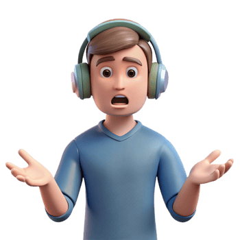 impressive contemporary Confused young man with headphones, original png