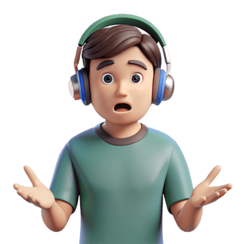 beautiful minimalist Confused young man with headphones, professional png