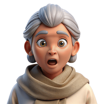 dramatic vintage Surprised elderly woman with a shawl, professional png