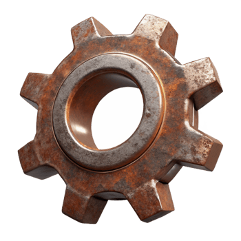 serene modern A rusty metal gear, genuine png