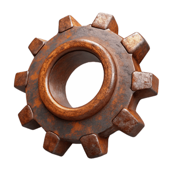 extraordinary minimalist A rusty metal gear, high resolution png