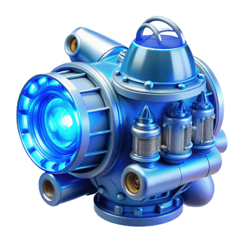 wonderful traditional Spaceship engine, glowing blue, complex machinery original png