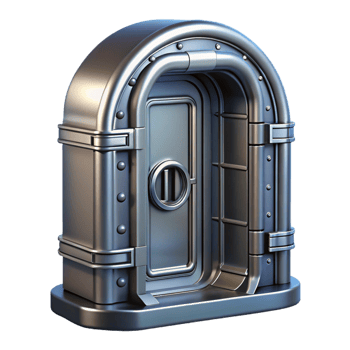 stunning vintage Spaceship door, metallic, sliding mechanism original png