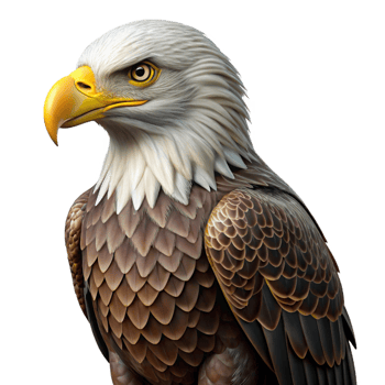 impressive contemporary A majestic bald eagle perched, original png